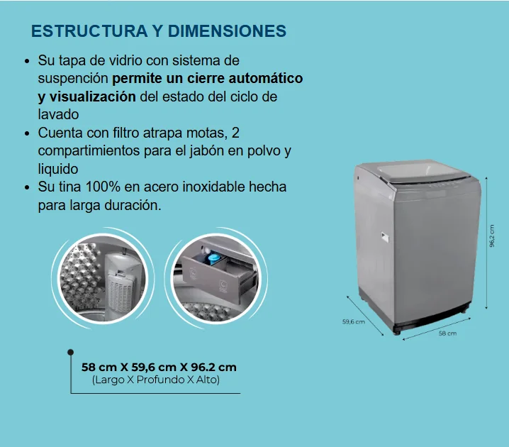 Lavadora Kalley compacta 14 kg